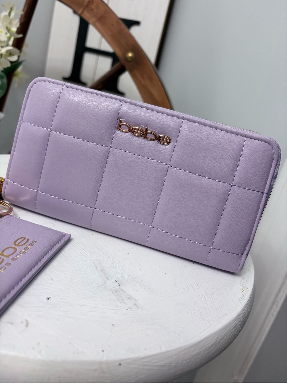 💜 bebe Quilted Lilac Zip-Around Wallet with card holder and wristlet NWT